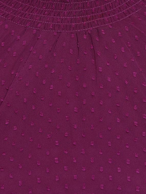 frill trim bell sleeved dobby top - 16769420 - Zoom Image - 5