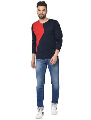 navy blue color block t-shirt - 16769641 - Standard Image - 4