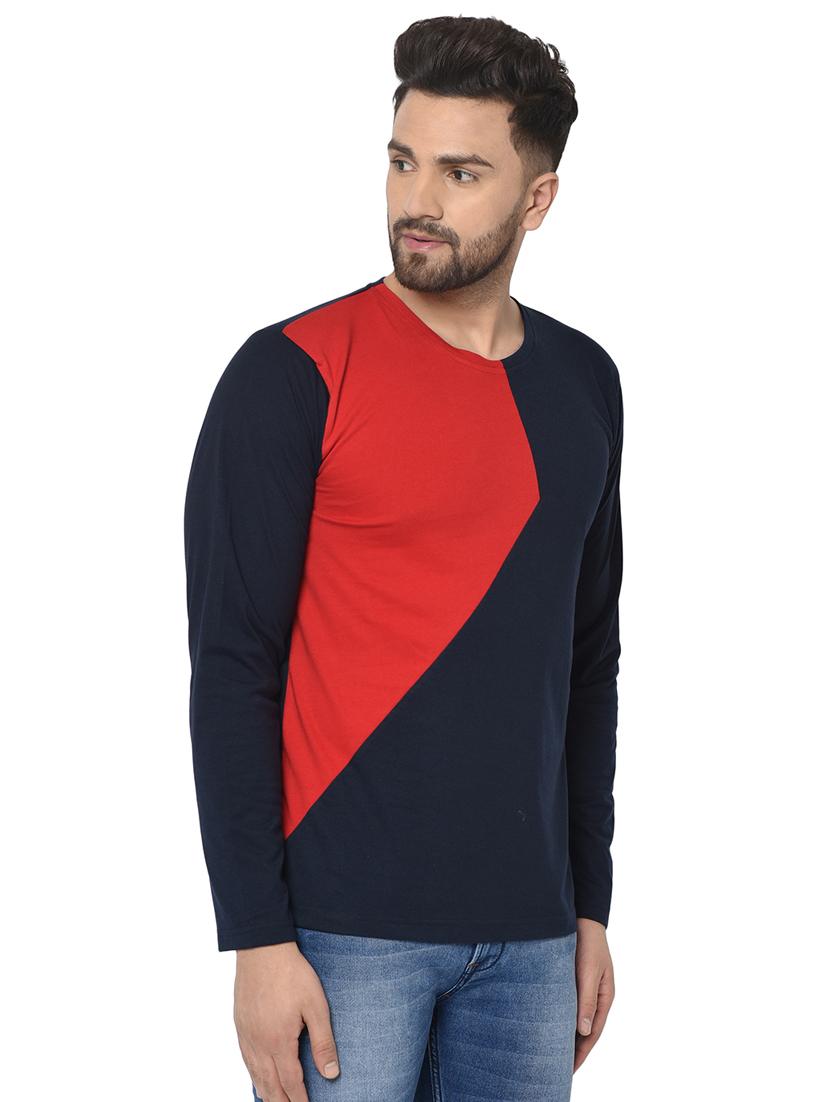 navy blue color block t-shirt - 16769641 - Zoom Image - 2