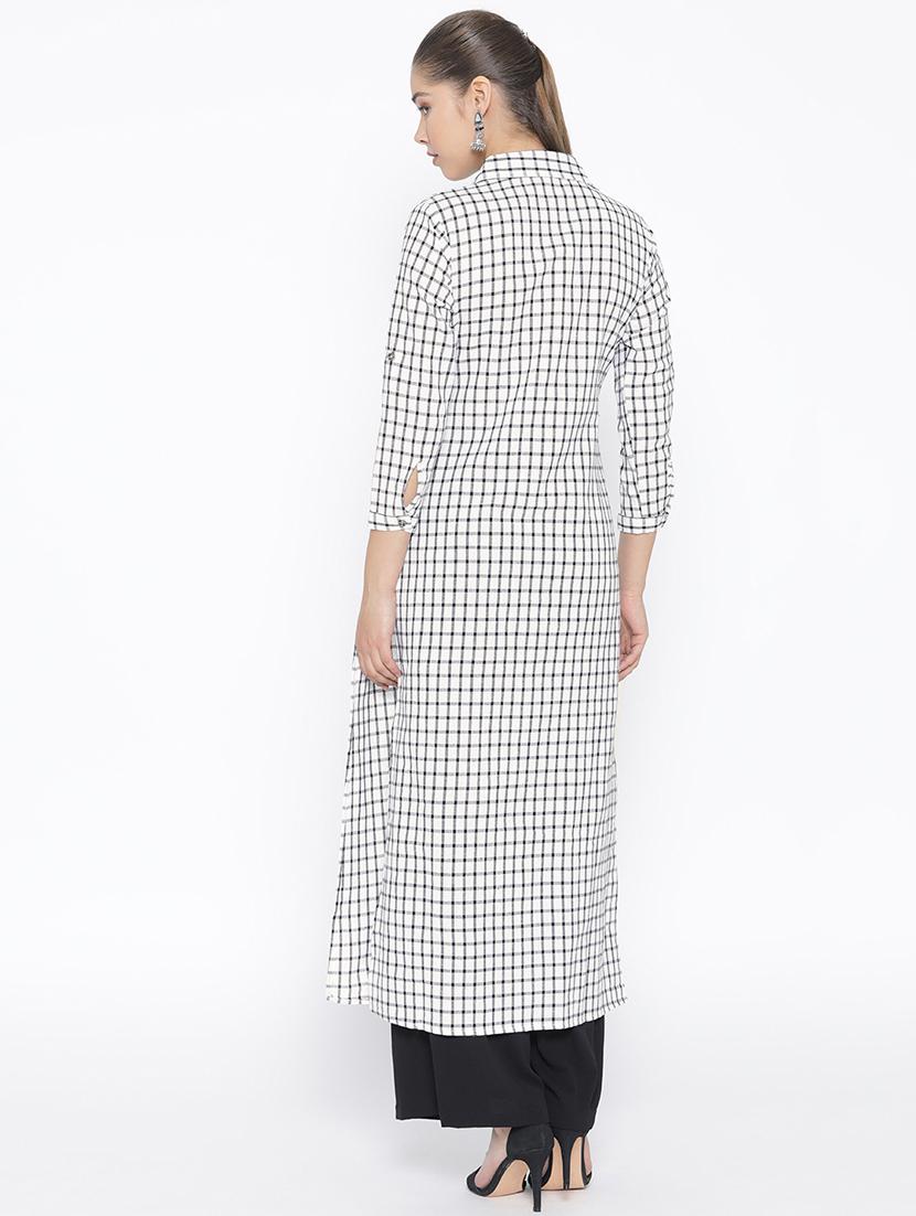 checkered straight kurta - 16769667 - Zoom Image - 3