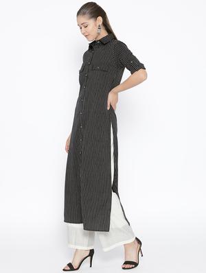 striped straight kurta - 16769668 - Standard Image - 2