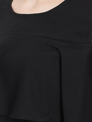 cold shoulder ruffle detail a-line dress - 16769673 - Standard Image - 4