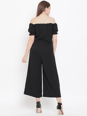 off shoulder tie knot solid jumpsuit - 16769694 - Standard Image - 3