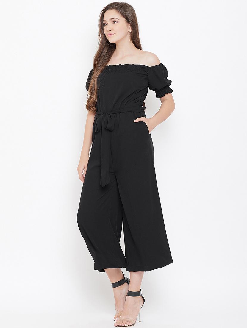 off shoulder tie knot solid jumpsuit - 16769694 - Zoom Image - 2