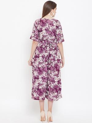 overlap neck gathered floral jumpsuit - 16769699 - Standard Image - 3