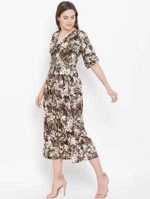 overlap neck gathered floral jumpsuit - 16769700 - Standard Image - 2