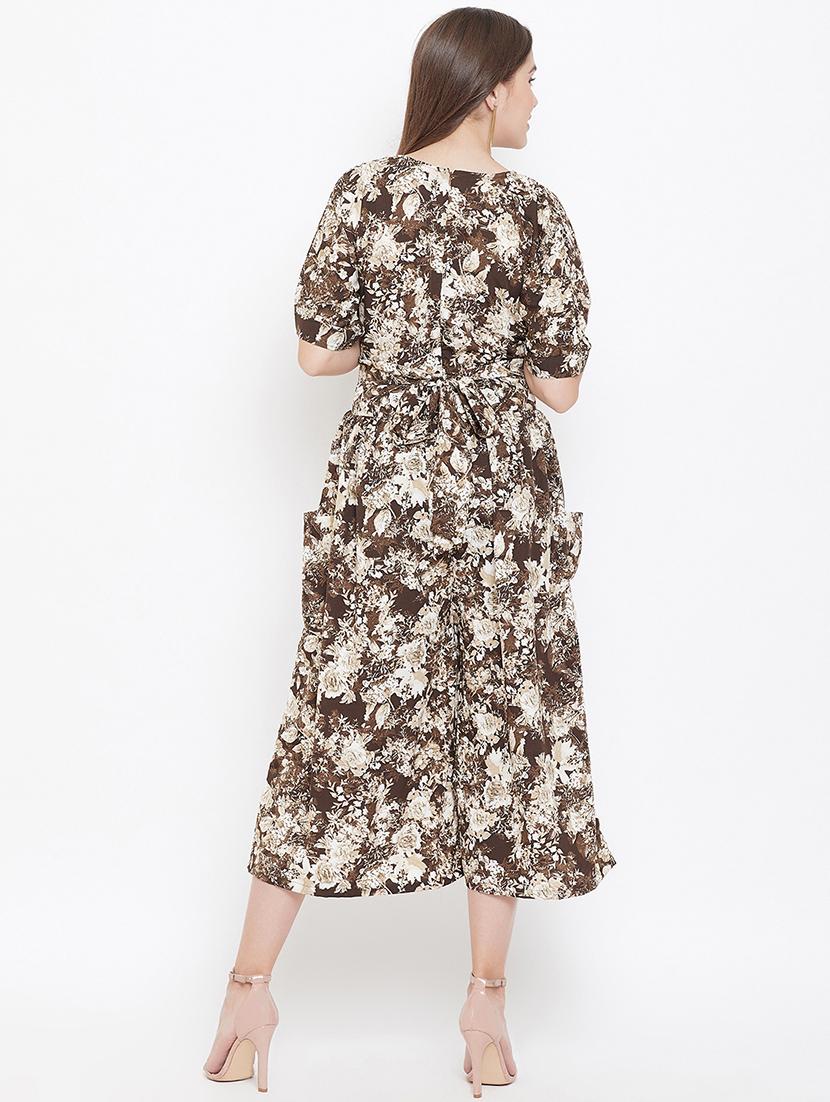 overlap neck gathered floral jumpsuit - 16769700 - Zoom Image - 3