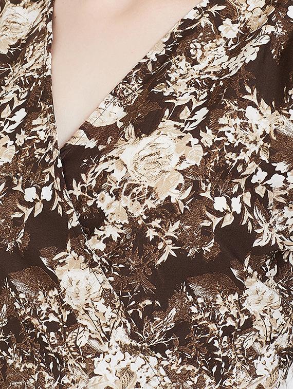 overlap neck gathered floral jumpsuit - 16769700 - Zoom Image - 4