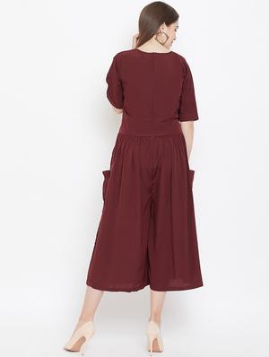 tie knot overlap neck gathered jumpsuit - 16769701 - Standard Image - 3