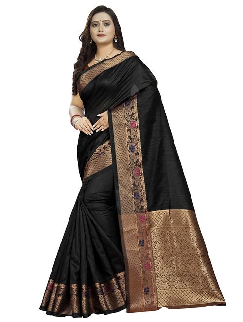 solid bordered saree with blouse - 16770768 - Standard Image - 1