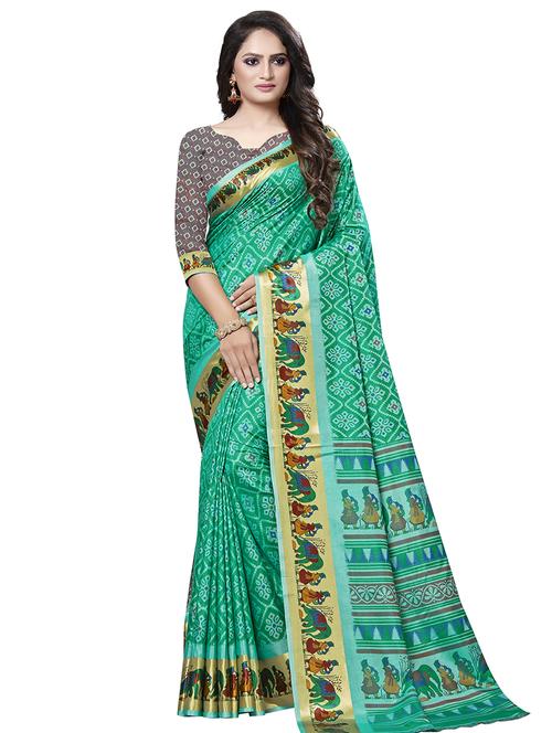 printed bordered saree with blouse - 16770855 - Standard Image - 1