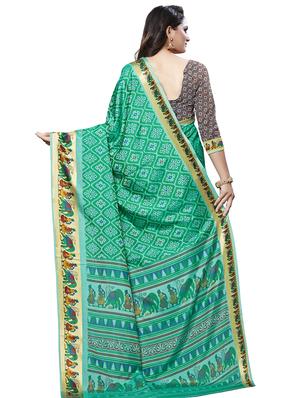 printed bordered saree with blouse - 16770855 - Standard Image - 2