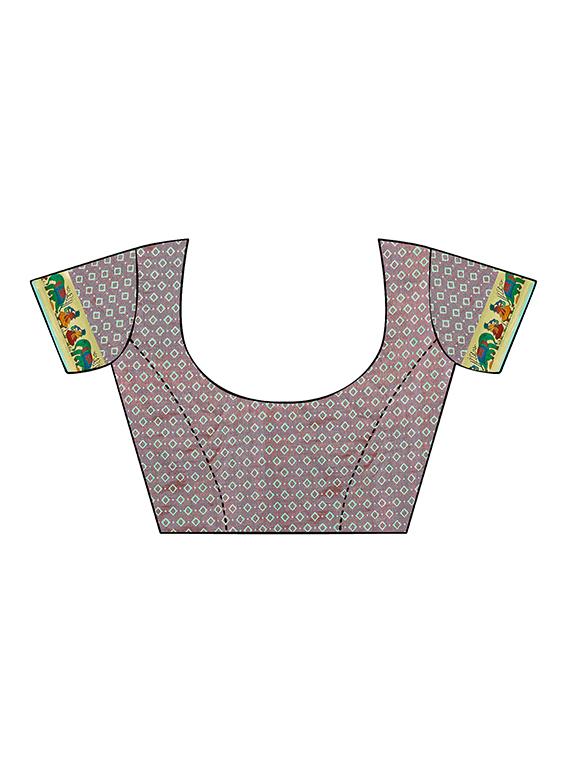 printed bordered saree with blouse - 16770855 - Zoom Image - 3