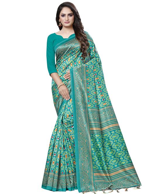ikat print saree with blouse - 16770879 - Standard Image - 1