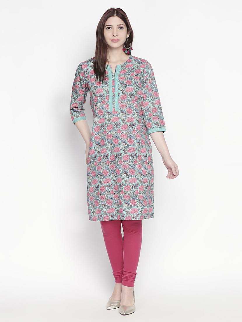 floral straight kurta - 16771064 - Zoom Image - 1