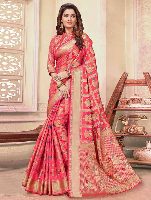 self design woven saree with blouse - 16771265 - Very Small Image - 1