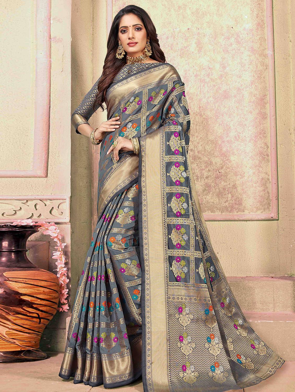 self design woven saree with blouse - 16771266 - Zoom Image - 1