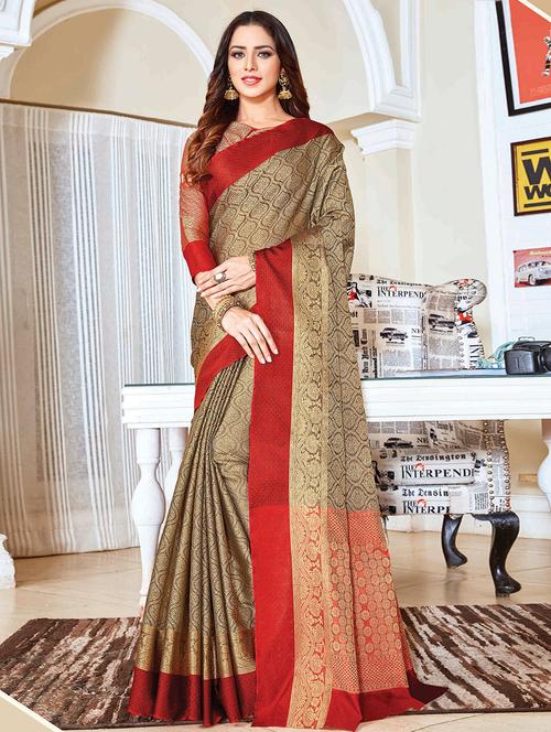 self design woven saree with blouse - 16771310 - Standard Image - 1