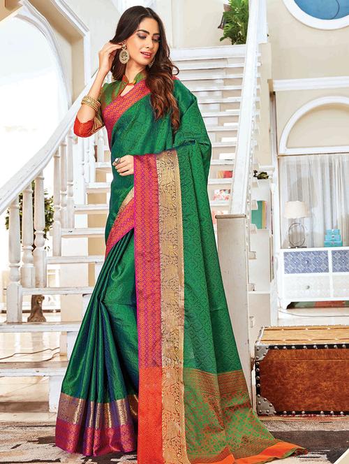 self design woven saree with blouse - 16771314 - Standard Image - 1