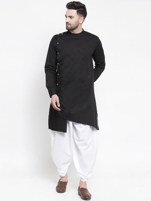 black solid asymmetric kurta - 16771792 - Standard Image - 1