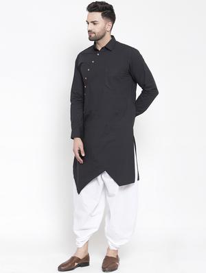 black solid asymmetric kurta - 16771793 - Standard Image - 2