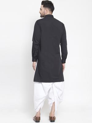 black solid asymmetric kurta - 16771793 - Standard Image - 3