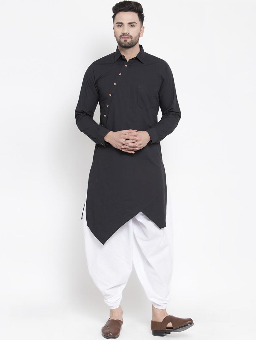 black solid asymmetric kurta - 16771793 - Zoom Image - 1