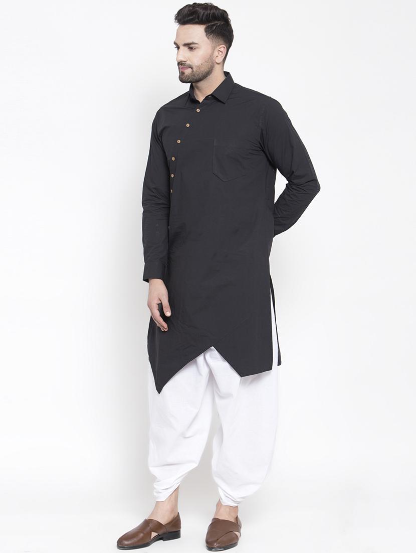 black solid asymmetric kurta - 16771793 - Zoom Image - 2