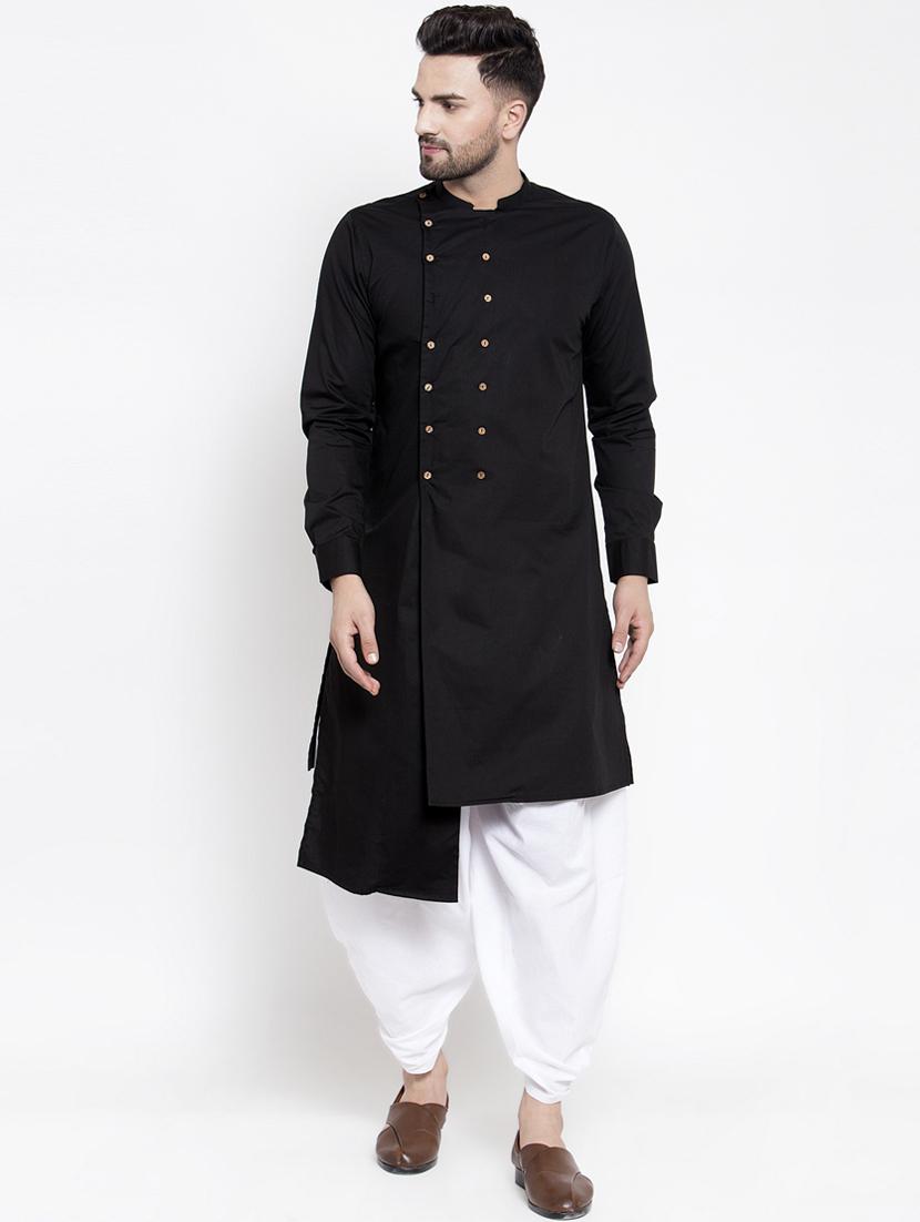 black solid asymmetric kurta - 16771796 - Zoom Image - 1