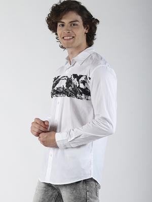 white printed casual shirt - 16771803 - Standard Image - 2