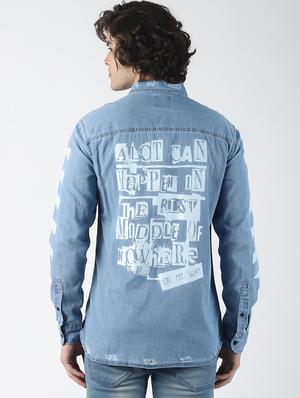 blue printed casual shirt - 16771806 - Standard Image - 3