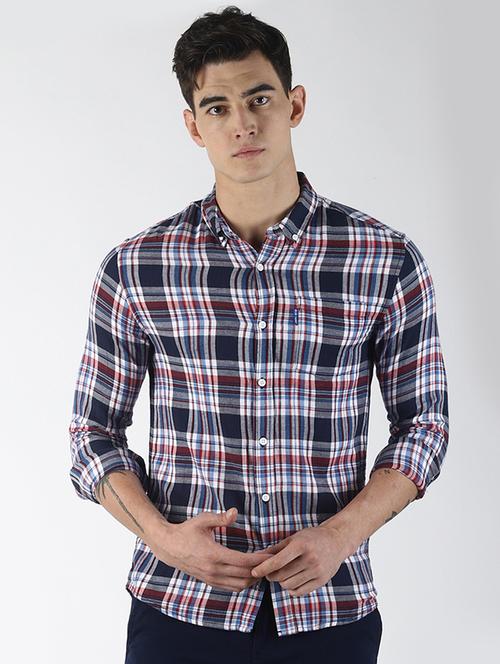 blue checkered casual shirt - 16771812 - Standard Image - 1