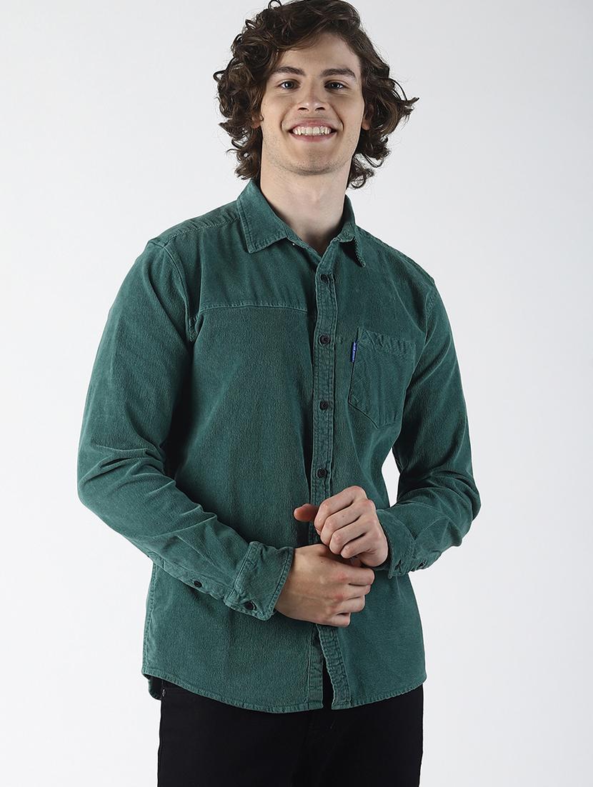 green solid casual shirt - 16771827 - Zoom Image - 1