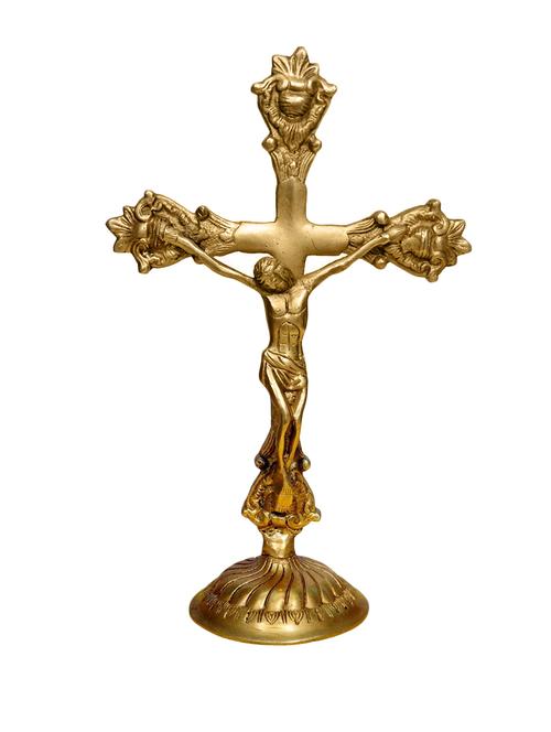 christian lord jesus cross sign brass statue - 16771847 - Standard Image - 1