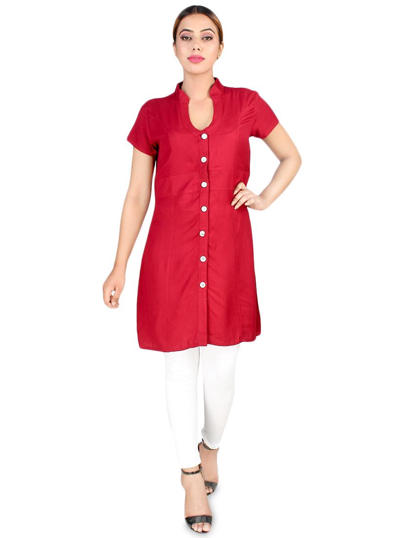 solid a-line kurta - 16771860 - Zoom Image - 4