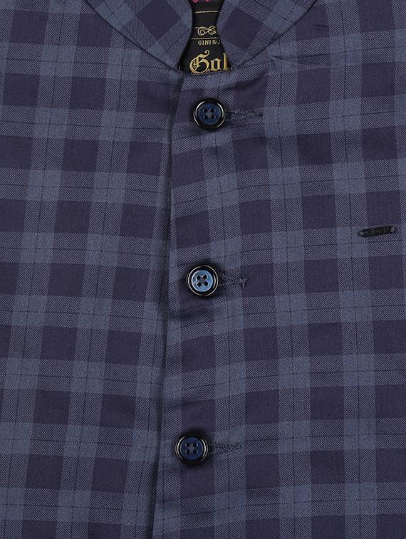 pocket detail checkered nehru jacket - 16772201 - Zoom Image - 3