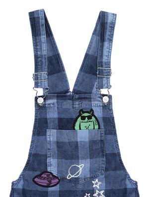 checkered blue cotton blend dungaree - 16772497 - Standard Image - 3