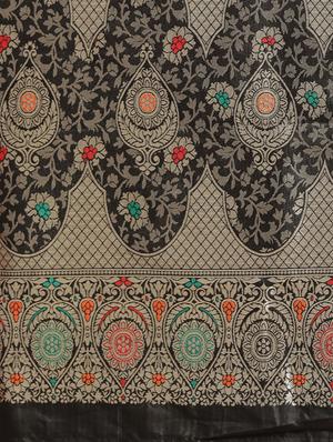 solid bordered banarasi saree with blouse - 16772912 - Standard Image - 4