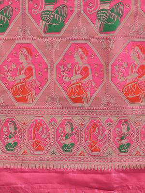 solid bordered banarasi saree with blouse - 16772917 - Standard Image - 4