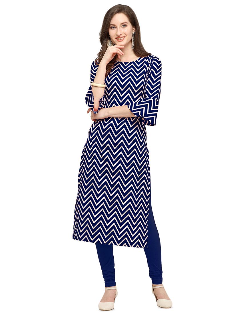 chevron print straight kurta - 16772944 - Zoom Image - 1