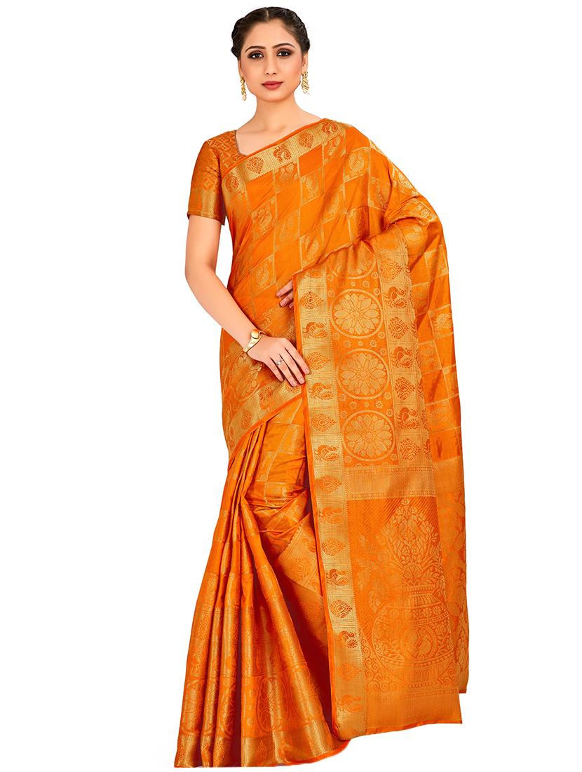 self design kanjivaram saree with blouse - 16772955 - Zoom Image - 1
