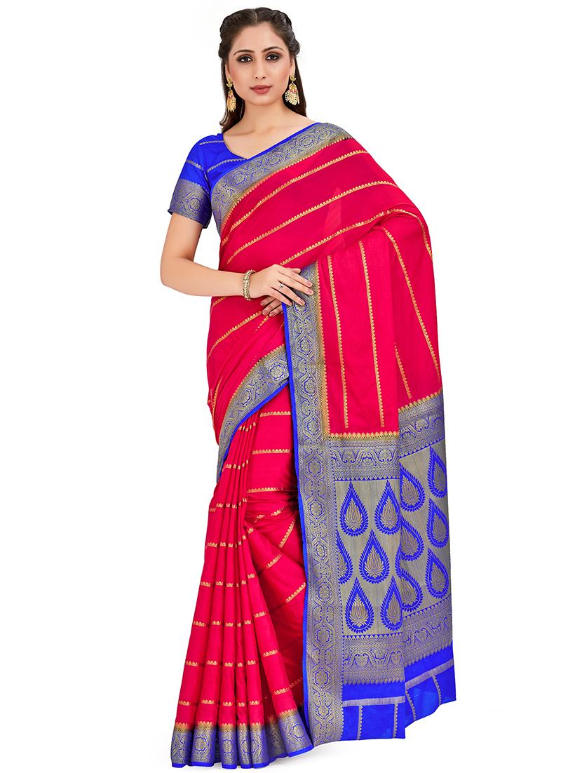 striped mysore silk saree with blouse - 16772986 - Zoom Image - 1