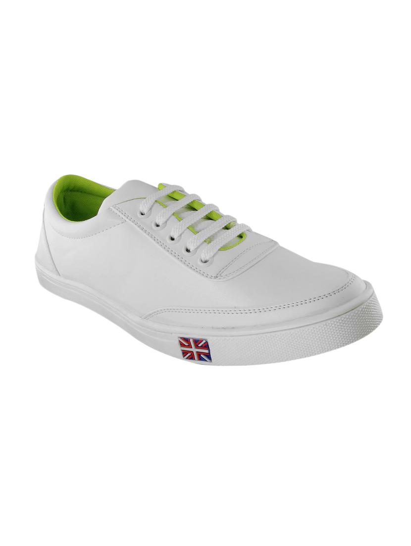 white leatherette lace up sneakers - 16773148 - Zoom Image - 1