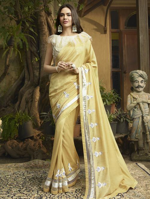 solid bordered saree with blouse - 16773198 - Very Small Image - 1