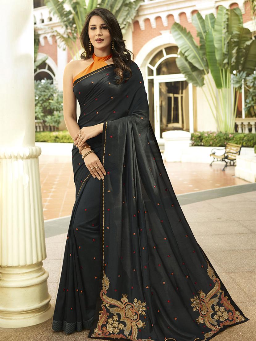 self design embroidered saree with blouse - 16773205 - Zoom Image - 1
