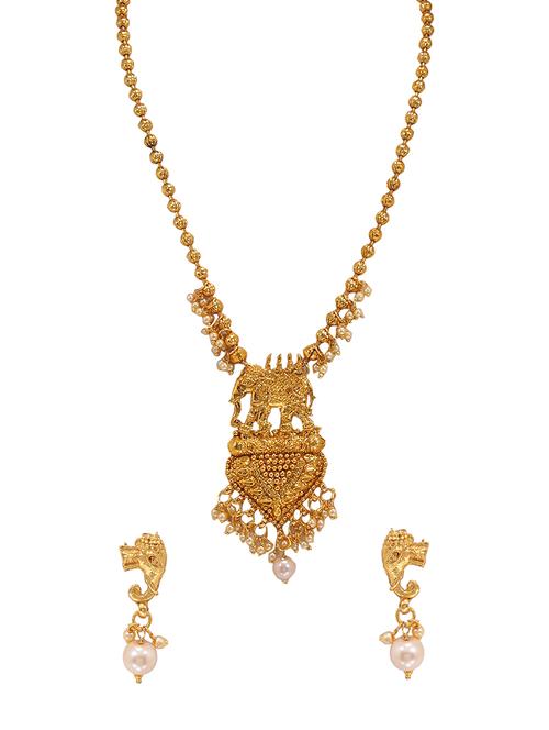 gold metal pendants and earring - 16773285 - Standard Image - 1