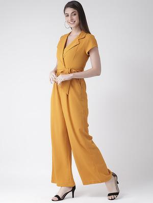tie front lapel neck jumpsuit - 16773400 - Standard Image - 2