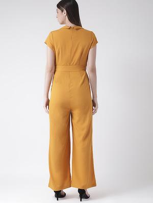 tie front lapel neck jumpsuit - 16773400 - Standard Image - 3