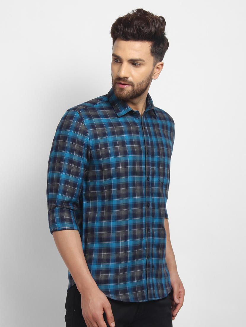 blue checkered casual shirt - 16773412 - Zoom Image - 2
