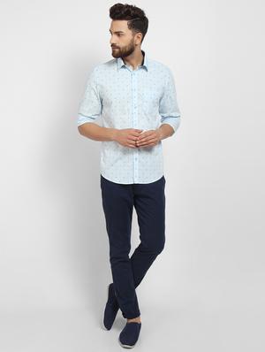 blue printed casual shirt - 16773429 - Standard Image - 4